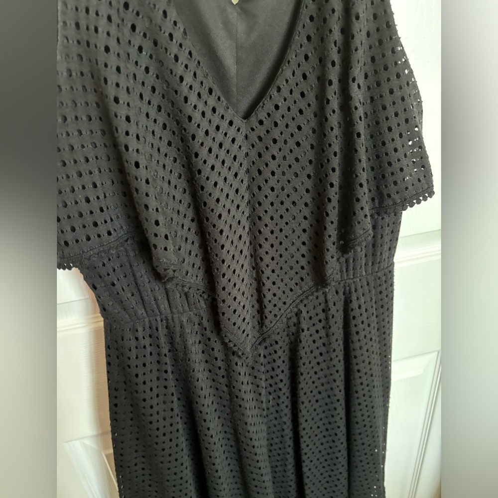 Eyelet handkerchief style black dress